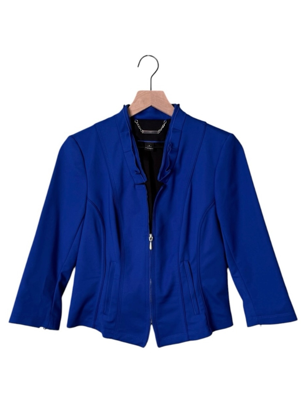 White House Black Market Moto Style Jacket Zip Front‎ Cobalt Blue Women’s Size 8